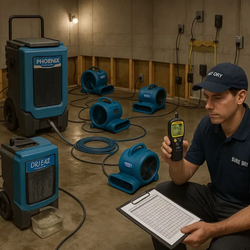 Structural Drying and Dehumidification process in Italy, TX
